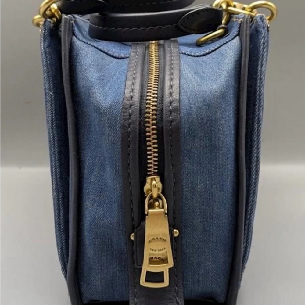 Authentic Coach Quilted Denim Leather Trim Dreamer Satchel - Picture 4 of 9